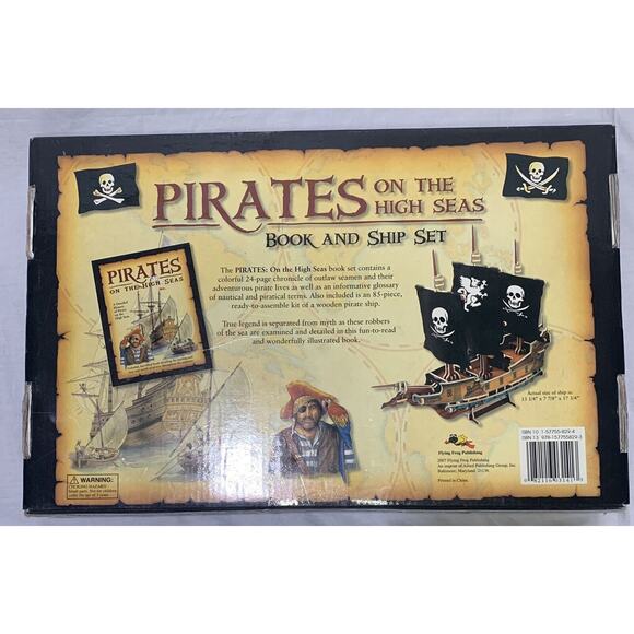 Pirate Model Ship Kit Pirates On The High Seas Book & Ship Set 2007 Wood NIP - Picture 2 of 8